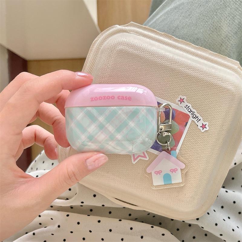 Korean contrasting color plaid AirpodsPro1 earphone case for Apple 1/1/1 generation wireless Bluetooth protective case female