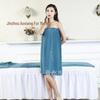 Wrap Chest Bath Towel for Women - Strapless Sauna Skirt with Buckle, Absorbent & Soft, Engraved Logo