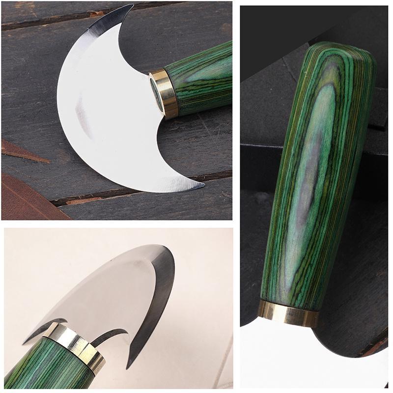 MIUSIE Professional Cutting Knife Half Round Blade Craft Knife DIY Handcraft Wood Handle Cutting Skiving Cutter Tool