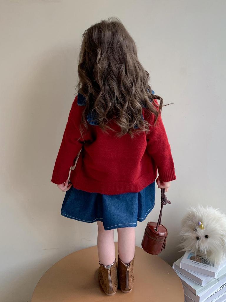 2025 Girls' Stylish Denim Two-Piece Dress Set for Spring/Autumn