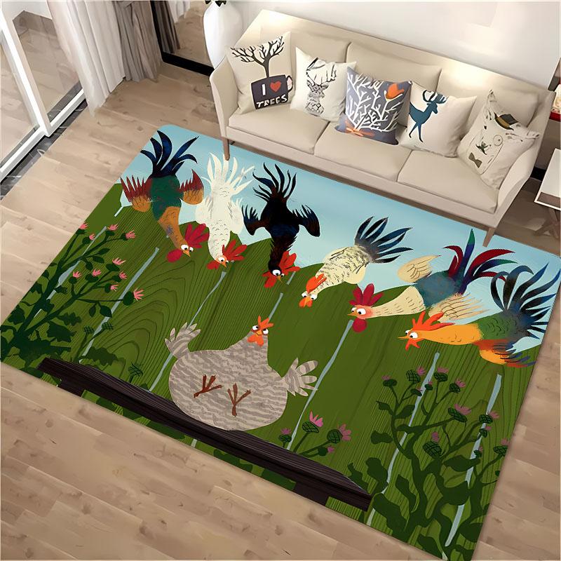 Funny Gallic Rooster 3D HD Printing Carpet for Living Room Cartoon Kid Bedroom Sofa Doormat Mat Floor Tapete Anti-slip Decor Rug