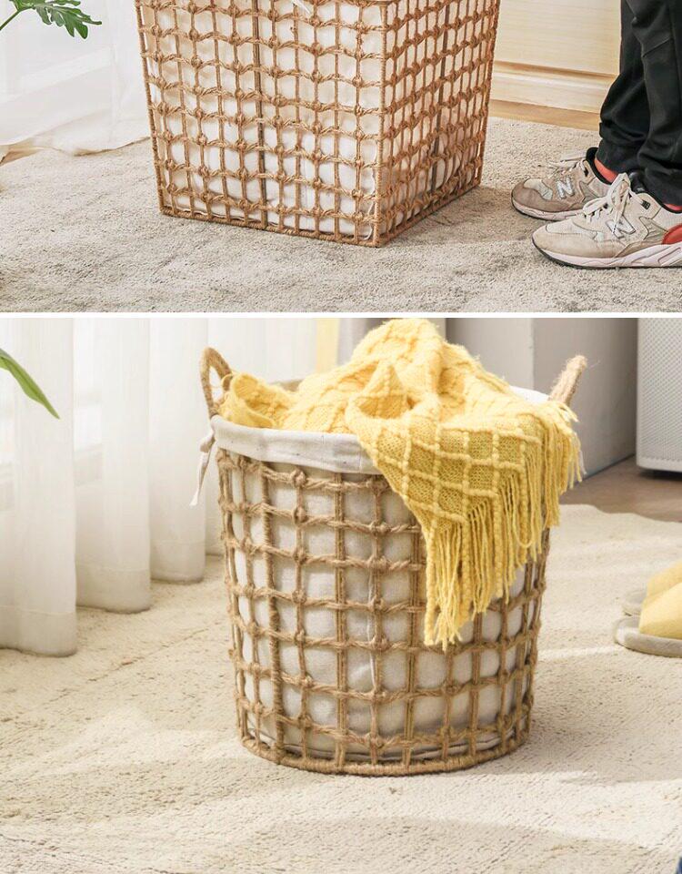 Large Capacity Woven Rattan Laundry Basket & Toy Organizer for Home, Bathroom, & Clothes Storage