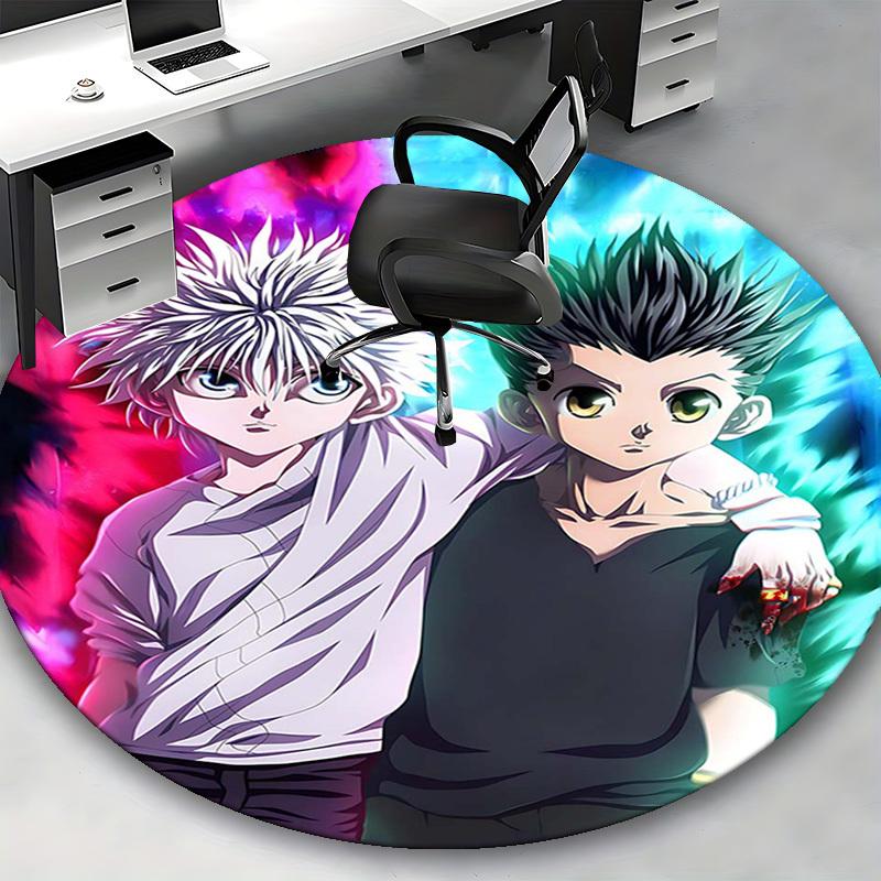 1pc Hunter X Hunter Killua & Gon Round Carpet - Anime Cartoon Design Office Chair Mat
