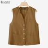 ZANZEA Women Casual V-Neck Summer Sleeveless Vest Tops