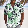 Camicia da uomo con stampa 3D di foglie Camicia con bottoni Camicia casual Camicia estiva Manica corta Abbigliamento quotidiano per le vacanze