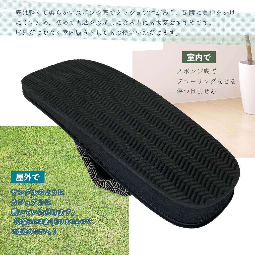 Edoten Geta Tillverkade i Svart Igusa Rutiga Japansk Stil Sandaler med Svarta Svampsulor och Japanskt Mönstrade Seigaiha Storlek L Sandaler, Japan,