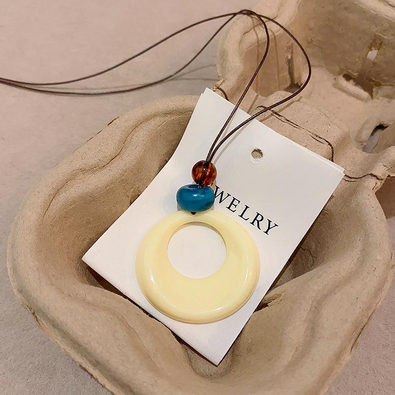Vintage geometric ring pendant necklace women's long sweater chain popular accessories