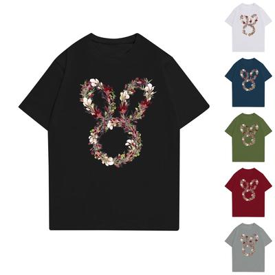Women's Round Neck Casual Printed Short-sleeved T-shirt Top