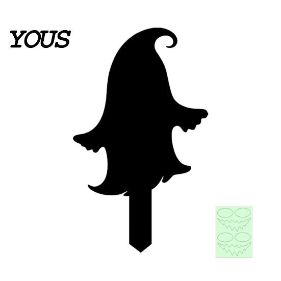 Spooky Outdoor Silhouette Halloween Garden Stake, Black Cat Yard Sign with Glow-in-the-dark Stakes Eyes, Waterproof Ghost for Lawn Pathway Decoration