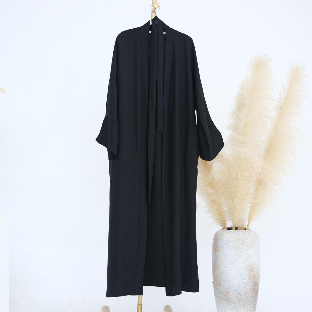 Loriya2024 Einfarbiges Zweiteiliges Kleid & Strickjacken-Robe, Dubai/Türkei Edition LR823