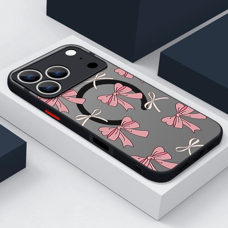 Colorful Bowknots Pattern Case For iPhone 17 Pro Max Magnetic For Magsafe Hybrid TPU+PC Matte Cover For iPhone 16 Pro Max 15 14 13 12 11 16E Air