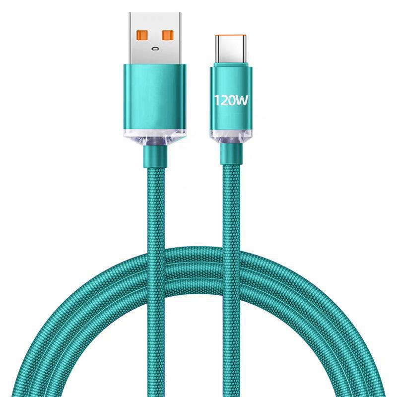 Jingyao 6A 120W Super Fast Charging Fabric Data Cable for Huawei Type-C Phones.