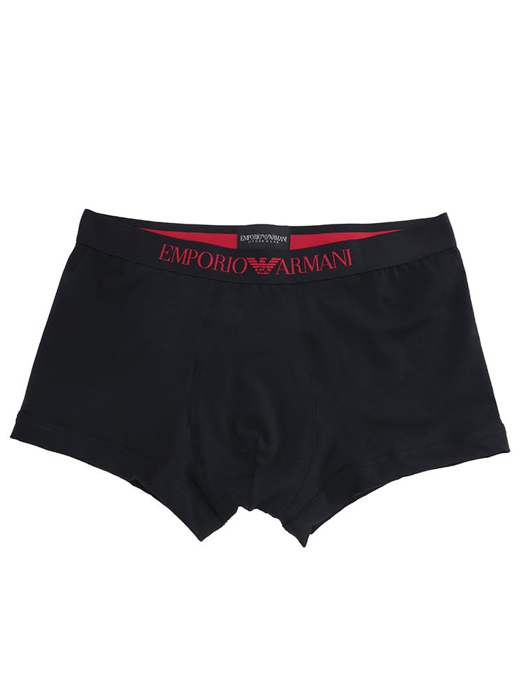 Emporio Armani Valentine's Day All-Over Print & Solid Color Front Closure Boxer Briefs (Set of 2) [EAUEM253AF14859] Black/L [Parallel Import]