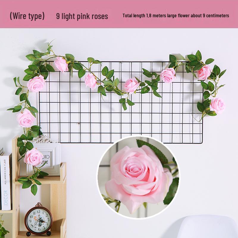 Artificial Rose Vine Ceiling Decor for Air Conditioning Pipe and Hanging Baskets