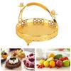 Fruit Tray Retro   Round Large Capacity Handle Design Decorative Strong Alloy Fruit Bowl for Party Family Bar Cafe
