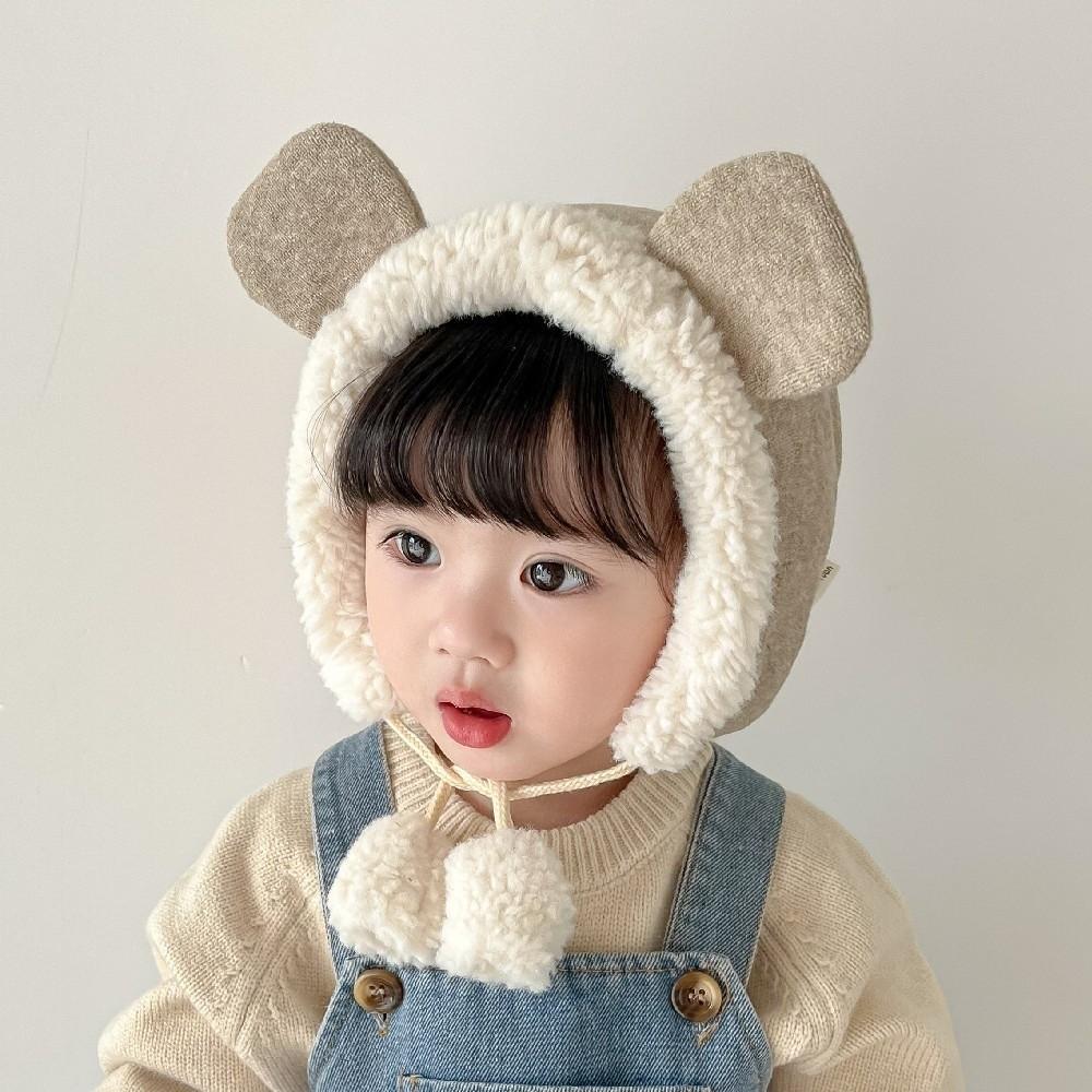 Kawaii Cute Bear Ear Hat Fleece Thick Baby Beanie Cap Winter Warm Ear Protection Hat Boys Girls