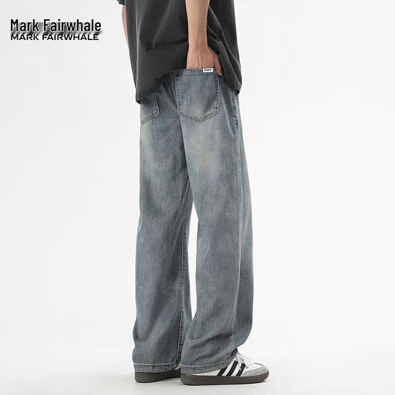 Mark Fairwhale Men's Summer Loose Straight Wide-Leg Jeans