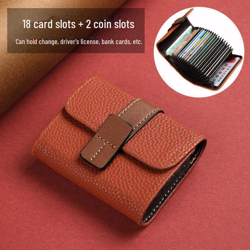 

Компактная женская визитница: Стильный дизайн, большая вместимость, антимагнитное покрытие, несколько отделений для удостоверения личности и водительских прав, функциональность «два в одном». 18 cards + 2 coin slots