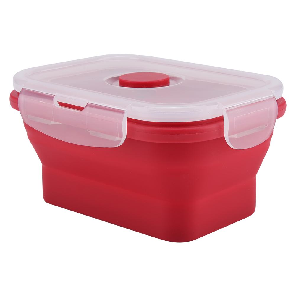 350ml Rectangle Silicone Bento Box Collapsible Lunch Box Microwave Food Container (Red) красный