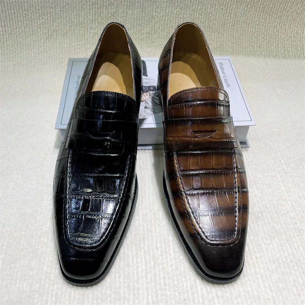 Fashion Italian Breathable Men's Pointed Loafers Slip-on Casual Shoes for Wedding Business Office Prom Formal Wear