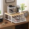 Space-Saving 2-Tier Pull-Out Rack | Printer/Microwave Stand with Storage Basket | For Kitchen, Living Room & Bedroom