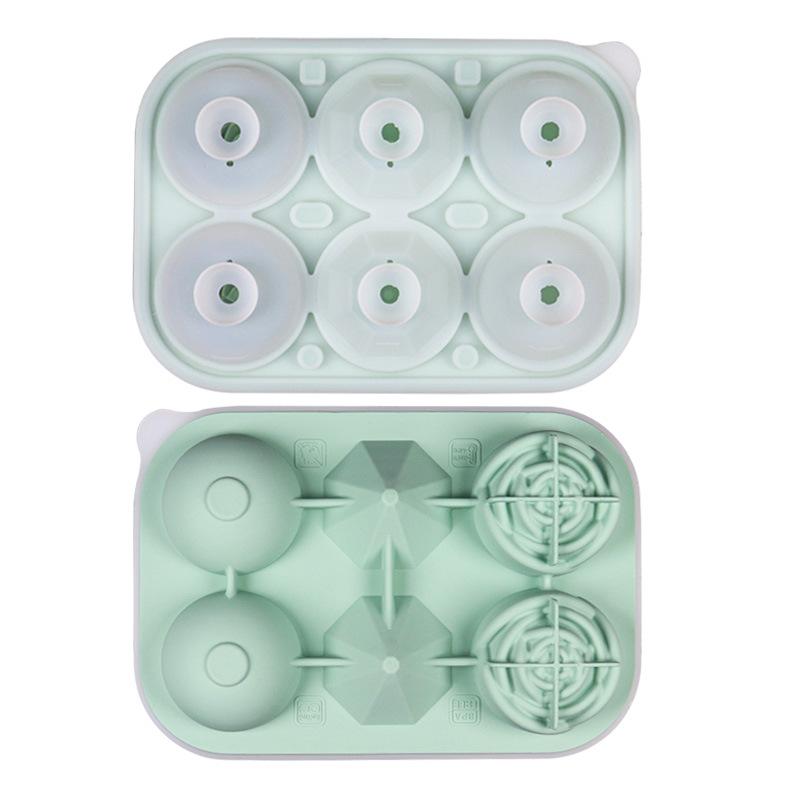 Silicone Square and Round Ice Cube Trays for Freezer Sphere Rose Diamond Ice Molds for Whiskey Cocktails & DIY