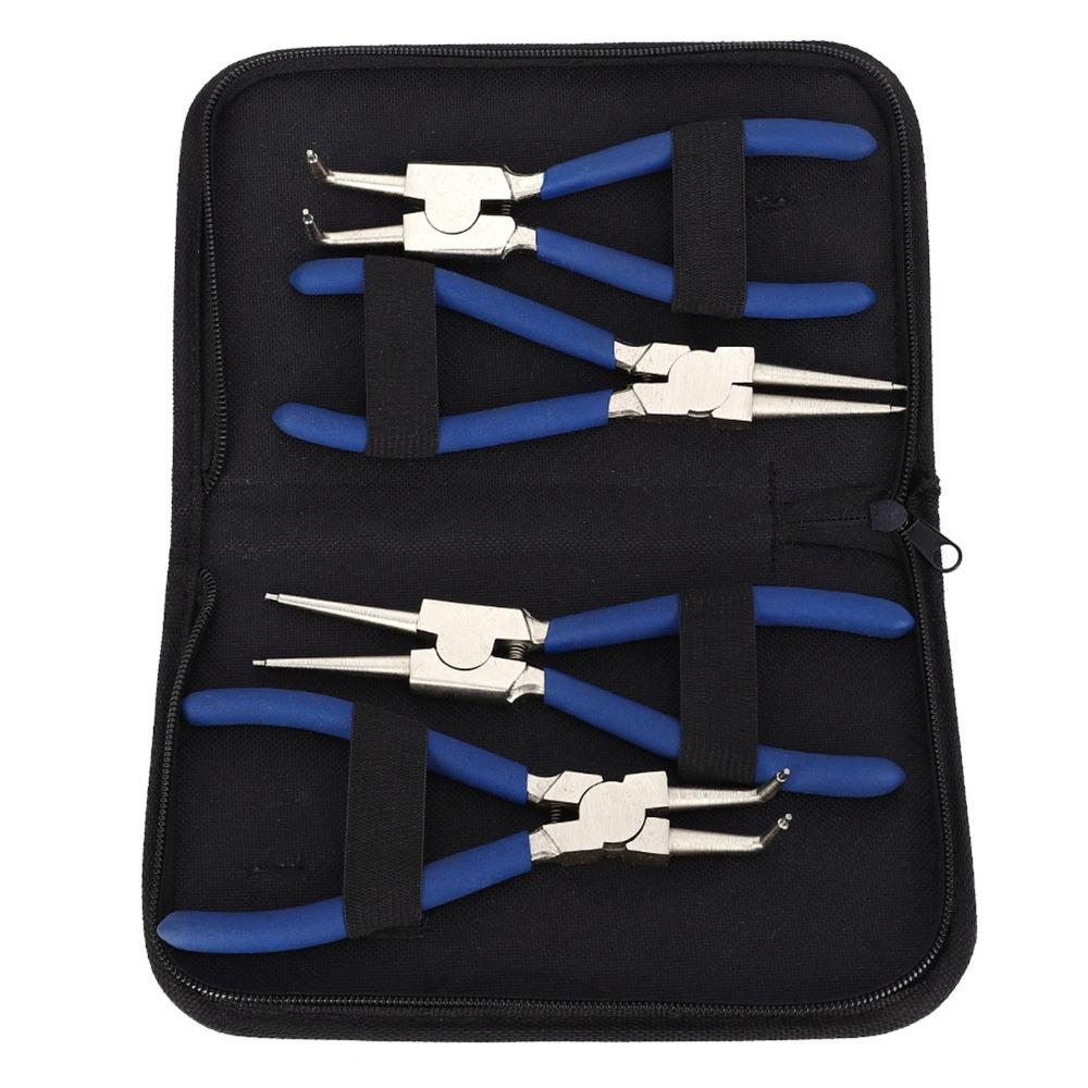 4pcs Bent Jaw Circlip Pliers 7 Inch Retaining Ring Pliers Internal External Pliers  Ring Remover