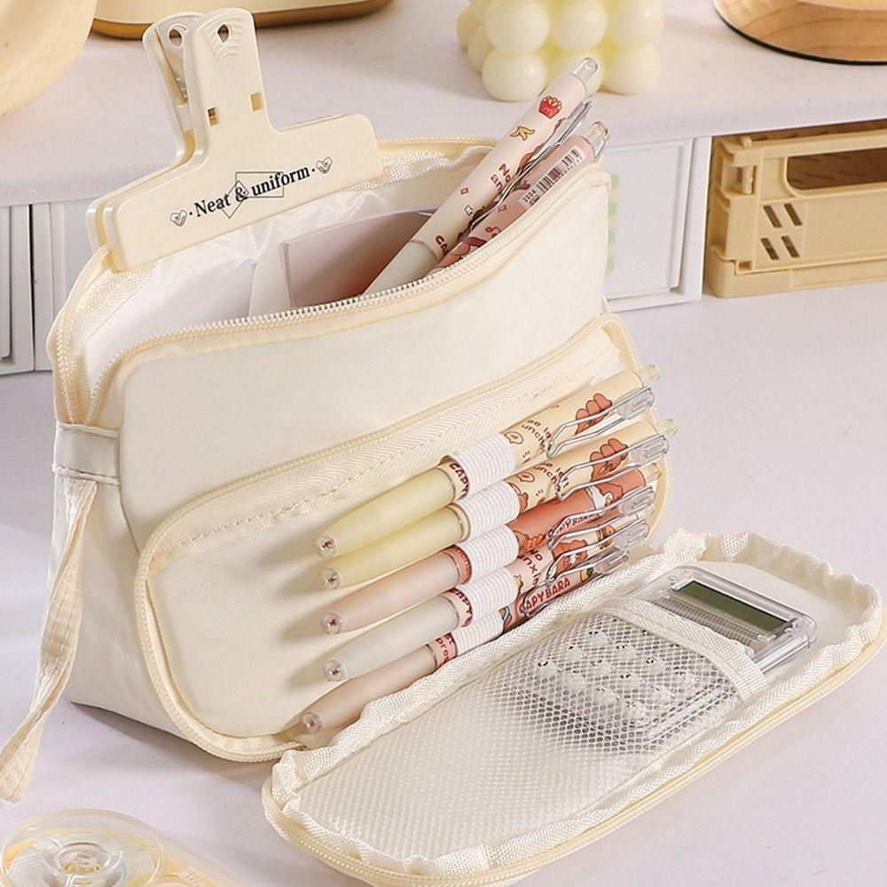 Multifunctional Staircase Type Pen Bag Double Layers Large Capacity Stationery Bag Pencil Case Students