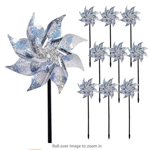 Bird-Scaring Garden Decoration Pinwheels Windmill Reflective Pinwheels Wind Spinner Bird Repellent 10 pack