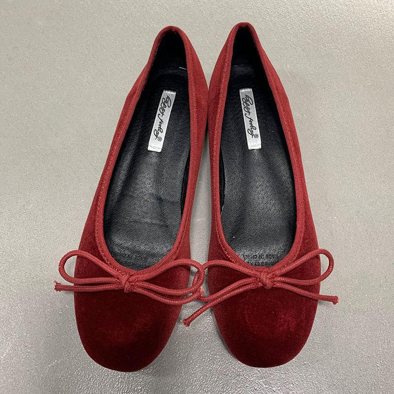 Fashion Red Fashion Silk Footwear Women Ballet Flats Shoes Designer Shallow Female Round Toe Butterfly-Knot Ladies Flats Slides Shoes