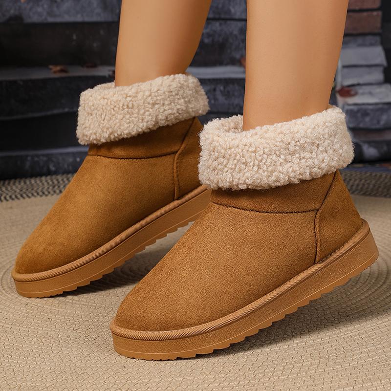 Fashion 2025 Winter Faux Suede Snow Boots Women Comfortable Warm Fleece Platform Ankle Boots Woman Plus Size Non Slip Cotton Shoes Mujer