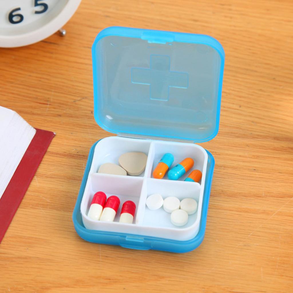 Travel Medicine Organizer Plastic Portable Mini Daily Medicine Case Capsules Container with 4