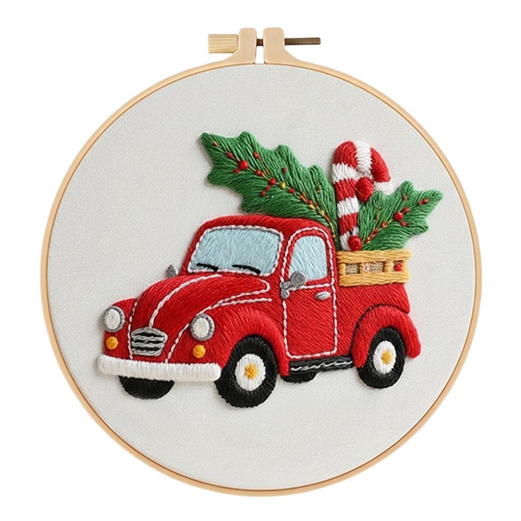 Christmas DIY Embroidery Needlepoint Starter Kits with Pattern Cotton Needles & Instruction DIY Cross Stitch Kits for Beginners