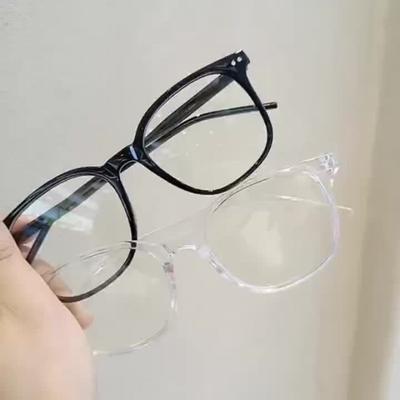 2pcs Square Frame Clear Lens Glasses Minimalist Fashion Decorative Glasses Computer Spectacles For Women Men