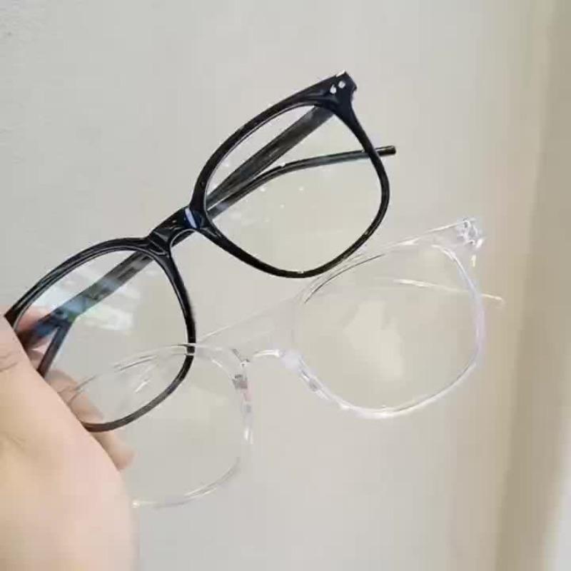 2pcs Square Frame Clear Lens Glasses Minimalist Fashion Decorative Glasses Computer Spectacles For Women Men