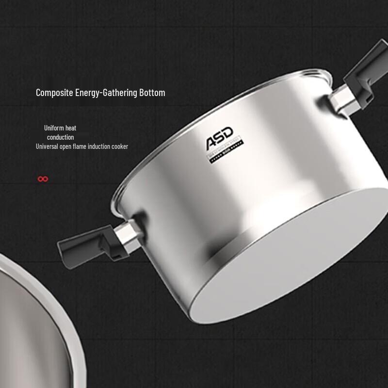 ASD 22cm 304 Stainless Steel Milk Steamer & Stew Pot