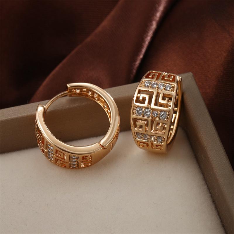 

Медные серьги-кольца с цирконием, серьги для женщин золотой