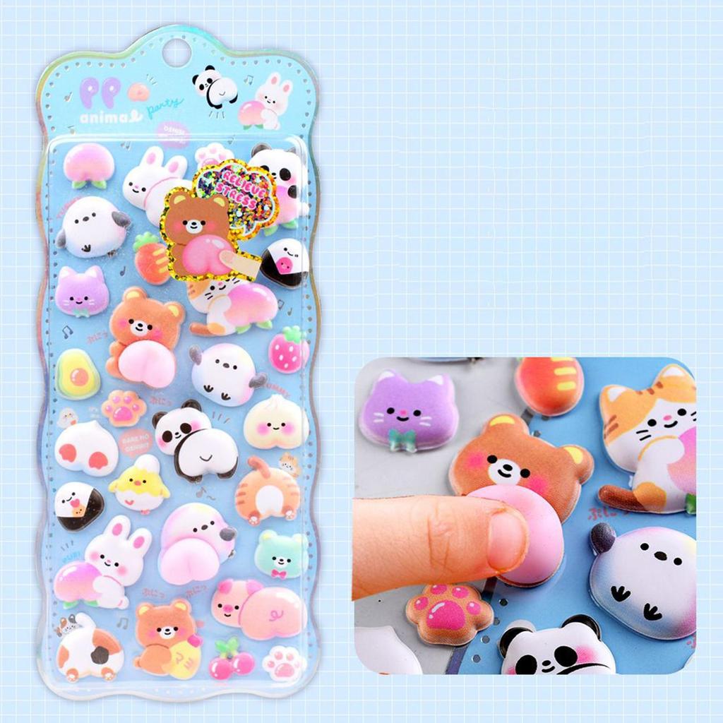 3D Soft Cute Butt Kids Stickers Squishy Animals Rabbits Bear Handmade for Phone Cases Notebook Scrapbooking DIY Stickers