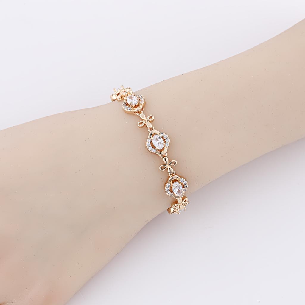 18K De Oro Gold Plated Cubic Zirconia Copper Pro Mayor Pulsera De Mujer Fashion Jewelry Custom Diamond Women Bracelet