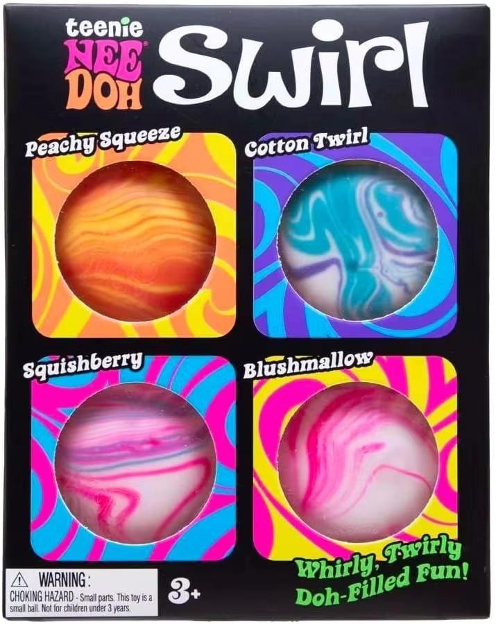 Heet 4 Stuks Swirl NeeDoh Teenie Stressballen Ultra Knijpbaar Kneedbaar Sensorisch Fidget Speelgoed Blind Box Anti-Stress Verlichting voor Volwassenen