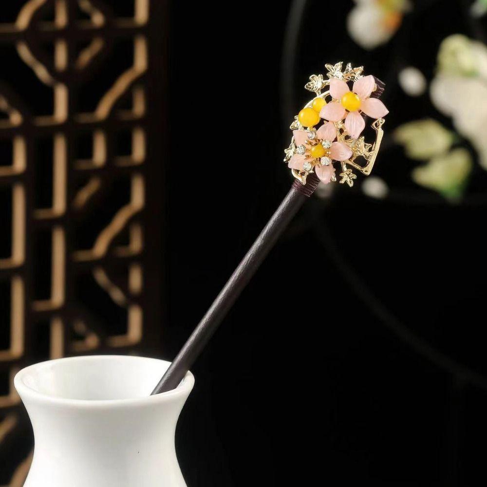 Vintage Flower Hairpin Flower Hairpin Fork Jewelry Accessories New Chinese Hair Stick for Hanfu