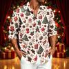 Men's Casual Long Sleeve Shirt with Christmas Print for Spring and Fall