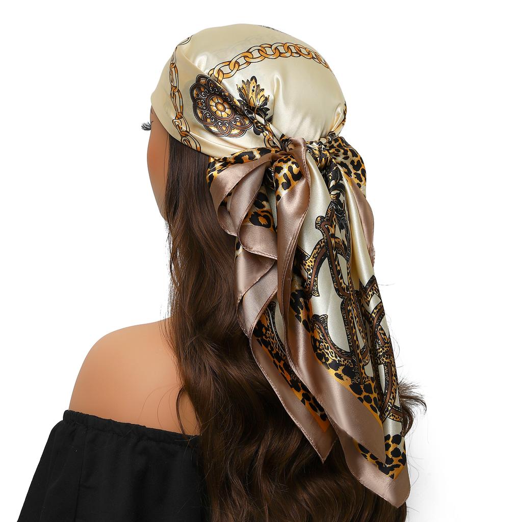 90*90cm Silk Scarf Scarftop Headwraps For Woman Fashion Four Seasons Hair Accessories Hijab Foulard Bandana Femme Headscarf