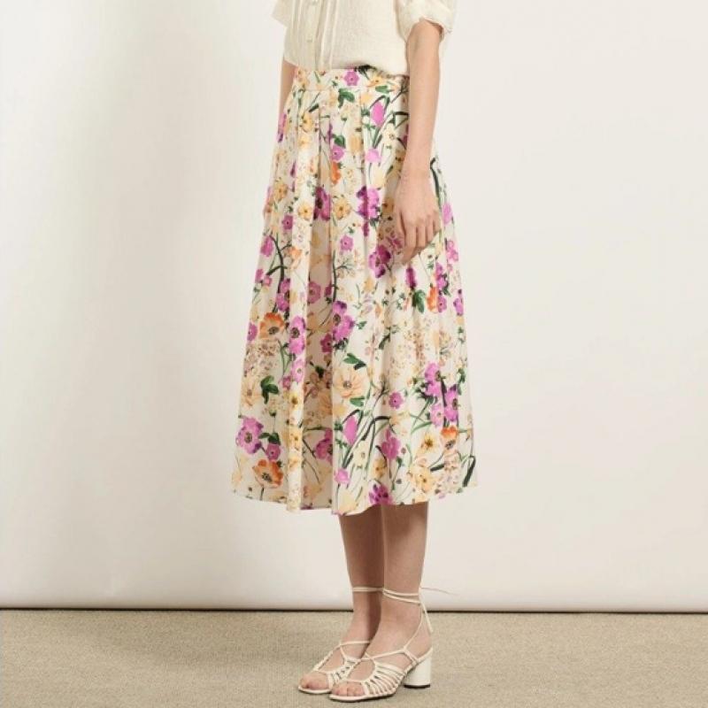 Bcbg Floral Pleated Skirt B5m5s235