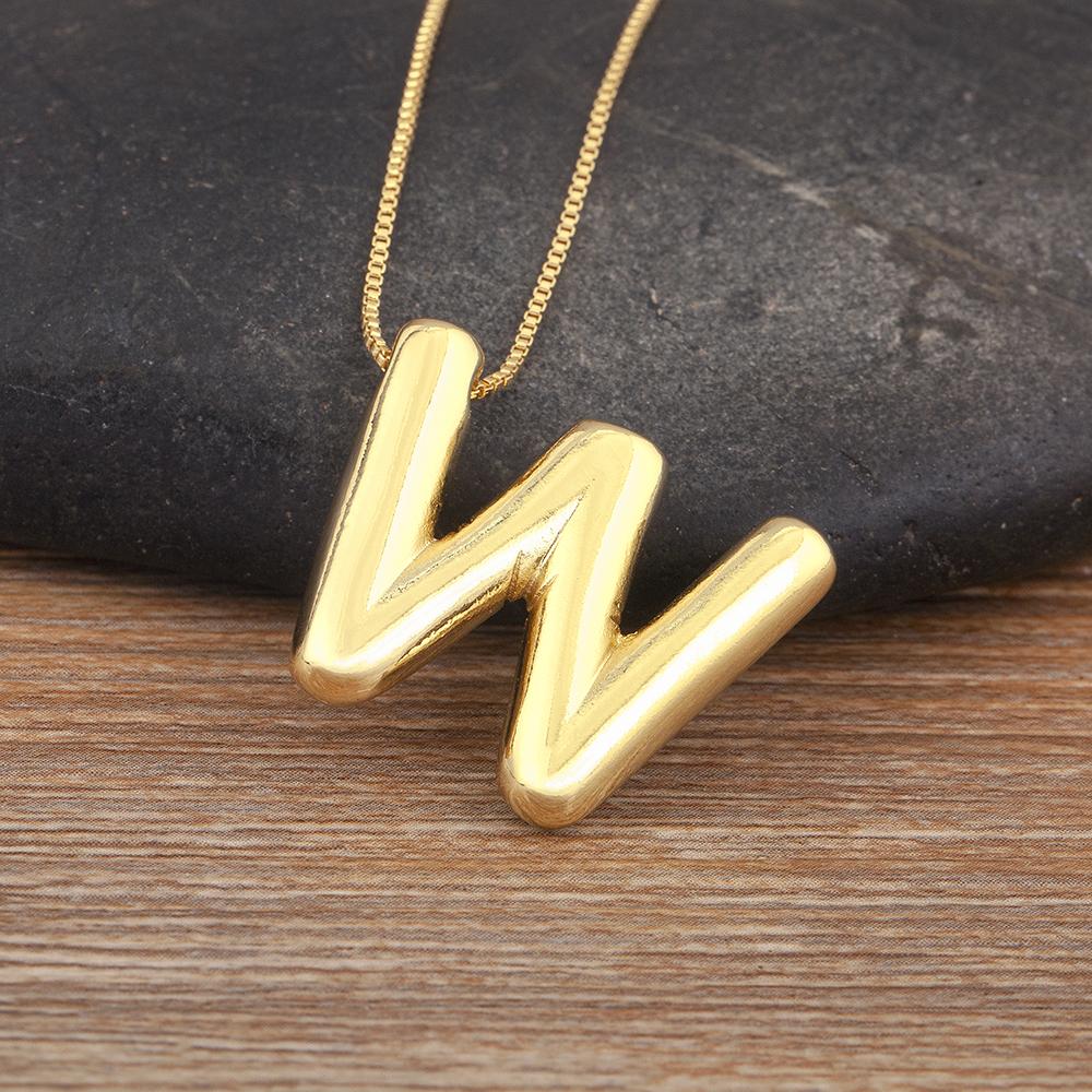 Nidin New Retro Punk Style Copper A-Z Letters Pendant Necklace Initials Alphabet For Women Vintage Name Jewelry Daily Party Gift