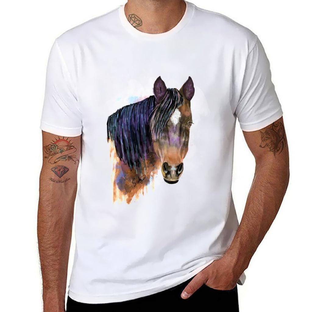 Horse Splash Watercolor TShirt Basic Tee Shirt for Everyday Outfit