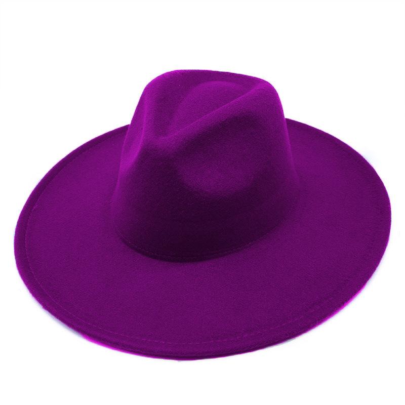 Men and women couple flat-brimmed big-eave hat autumn and winter wool top hat jazz gentleman's hat