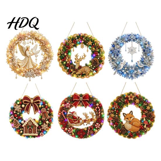 Indoor Holiday Decorations 2Pcs Pearl Diamond Christmas Ornament Set 2D Acrylic Glitter Hanging Charms Decor with Ribbon Festive Tree Pendant