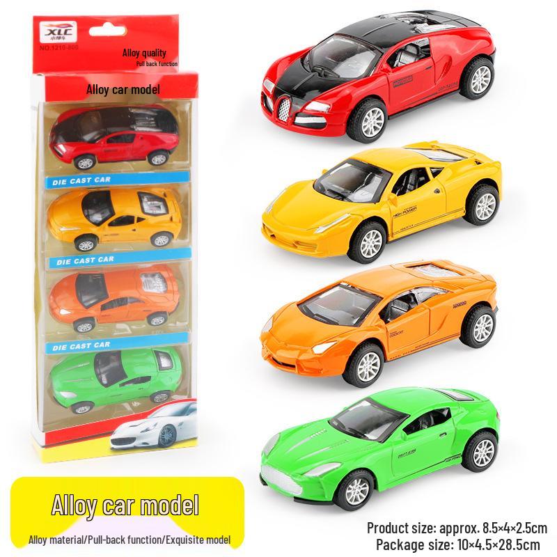 Children's Pull-Back Alloy Toy Car Set - School Bus Simulation Model