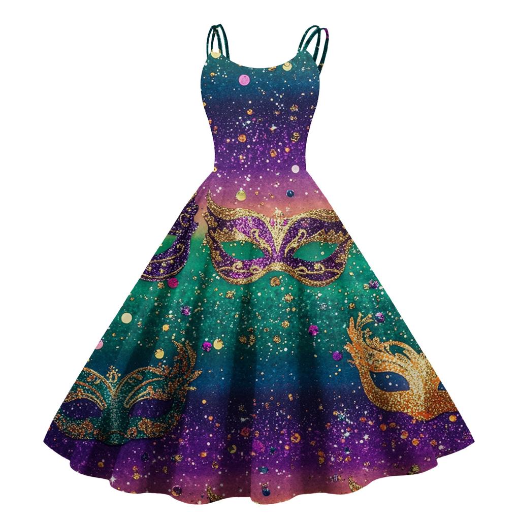 Women's Halloween Print Sexy Off-The-Shoulder Punk Vintage Dress